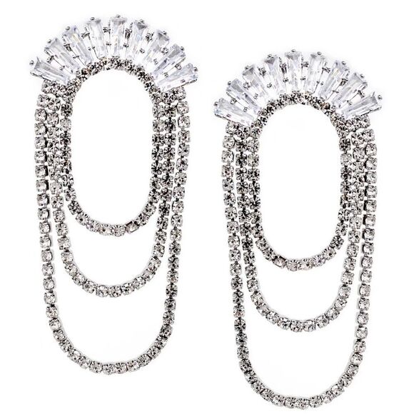 Elegant Silver Drop Earrings M505 - Picture 1 of 2